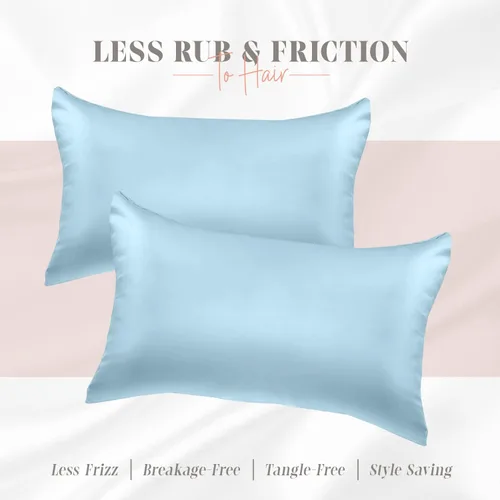 Vista 6 de Elegant Comfort Juego de 2 fundas de almohada de satén sedosas y lujosas para una piel y cabello más saludables, cierre con cremallera oculta