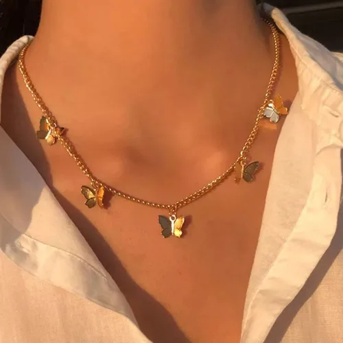 Vista 5 de Dainty Gold Butterfly Bow Necklace for Women,18k Gold Plated Choker Necklaces for Women Waterproof & Daily & Simple, Gold Jewelry for Women
