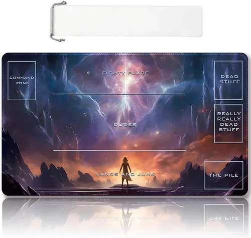 Vista 17 de DAUXID Tapete de Juego MTG Cosido Premium con Zonas y Respaldo de Goma Antideslizante, Tapete de Juego TCG para MTG y Otros Juegos de Cartas, Diseño