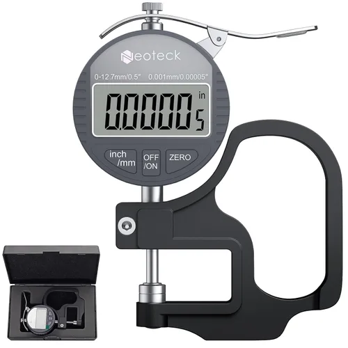 Vista 15 de Neoteck Medidor de Grosor Digital 0.5 pulgadas/12.7mm, 0.00005 pulgadas/0.001mm Pantalla LCD con Conversión Pulgadas/MM Herramienta de Medición