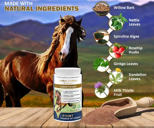 Vista 7 de V-POINT - Laminitis Ease - Suplementos de pezuñas para caballos - Producto para el cuidado de pezuñas de caballo a base de polvo natural - Ideal