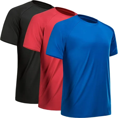 Vista 32 de Camisetas de entrenamiento para hombre, de manga corta, de secado rápido, atlético, gimnasio, activo, absorbe la humedad