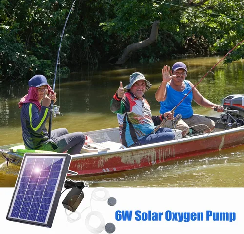 Vista 9 de Andoer Oxigenador de estanque alimentado por energía solar, bomba de oxígeno solar, bomba de aire de oxígeno para acuario, aireador de pesca