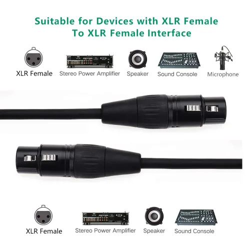 Vista 4 de NANYI Cable de micrófono divisor XLR de 3 pines hembra a hembra, cables de conexión DMX de 10 pies/9.8 ft con cobre sin oxígeno