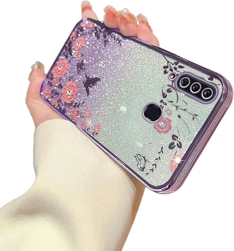 Vista 34 de Funda para Samsung Galaxy S8, Samsung S8 para mujer, cambio gradual con purpurina, cristal suave, TPU mariposa, floral, corazón, transparente, funda