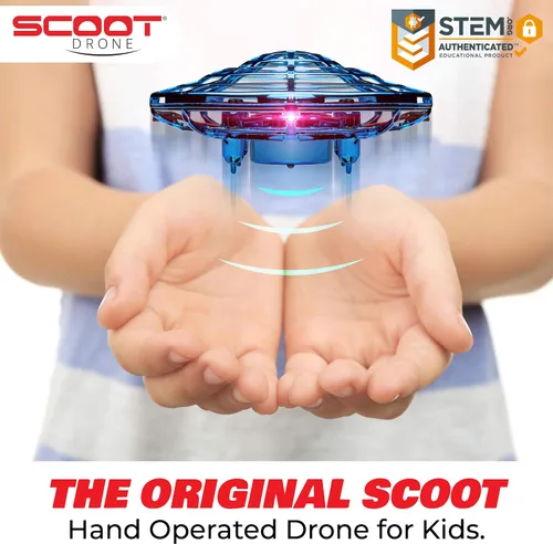 Vista 2 de Force1 Scoot - Dron de mano para niños o adultos, con sensor de movimiento de manos libres, mini dron, práctico para interiores, pequeño juguete Azul