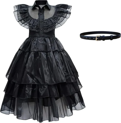 Vista 2 de Lgandpg Addams - Disfraz de Wednesday Addams para niñas, disfraz de Halloween