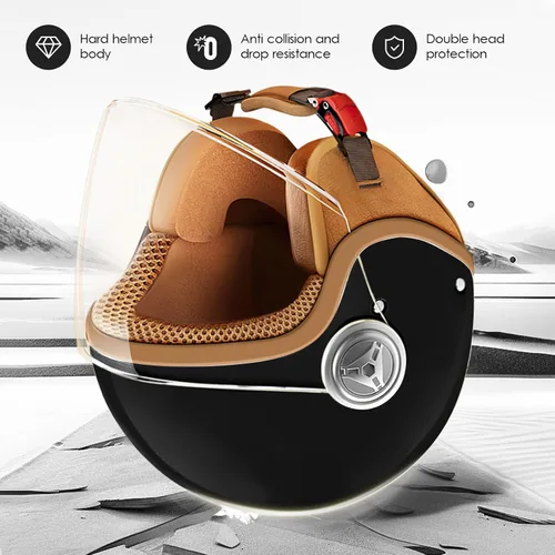 Vista 5 de Casco de motocicleta de cara abierta 3/4 aprobado por DOT, cascos ligeros retro vintage, para niños y niñas de 3 a 15 años de edad, casco de scooter