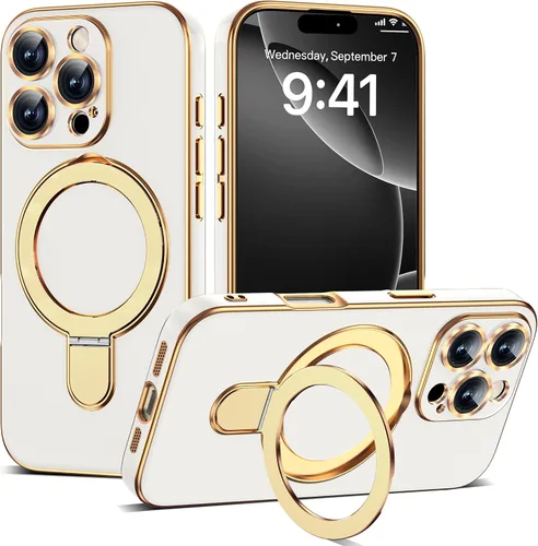 Vista 72 de Funda compatible con iPhone 12 con soporte de anillo magnético invisible [compatible con Mag-Safe] [Protector completo de lente de cámara] Funda
