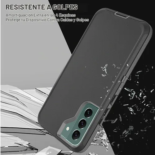 Vista 6 de Funda para Galaxy S22 Plus con protector de pantalla de TPU flexible [2 unidades], 3 en 1, cuerpo completo, a prueba de golpes, resistente a prueba