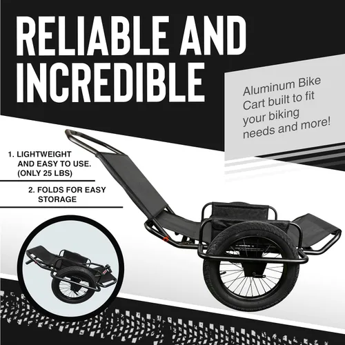 Vista 2 de Rambo Bikes - Carrito de remolque de bicicleta de aluminio, carrito de juego resistente y remolque utilitario, capacidad máxima de 300 libras, marco