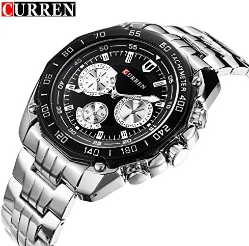 Vista 5 de CURREN Reloj de cuarzo de moda para hombre casual impermeable militar militar reloj de pulsera de acero completo