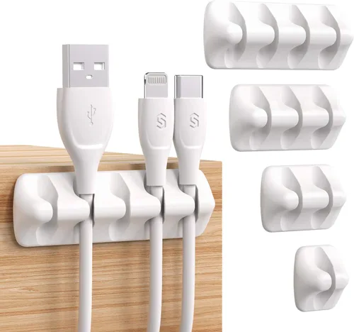 Vista 9 de Syncwire Clips transparentes para cables, organizador de cables autoadhesivo, para el hogar, oficina, cubículo, coche, mesita de noche, accesorios