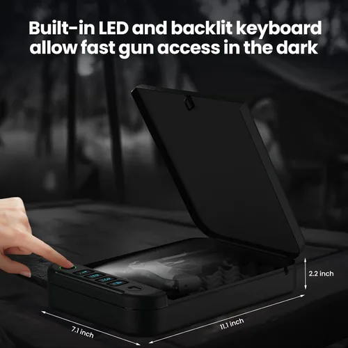 Vista 7 de Caja fuerte para armas, caja fuerte portátil de pistola pequeña con control de APP mejorado, estuche de viaje, cajas fuertes biométricas para armas