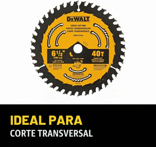 Vista 3 de DEWALT Hoja de sierra circular, 6 1/2 pulgadas, 40 dientes, para estructura (DWA161240)