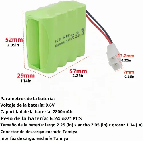 Vista 2 de AA 9.6V 2800mah RC Battery Pack con Tamiya plug con cable de carga USB para tanques de juguete Departamento de Ingeniería de cama plana