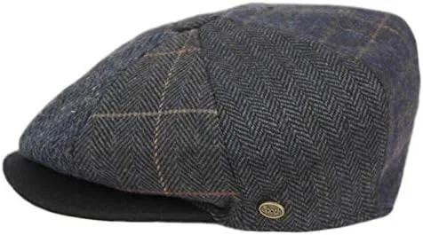 Vista 3 de Hombres de lana Newsboy Cabbies Otoño Invierno Clásico Patchwork Plaid Apple Cap Golf Sombrero Multicolor
