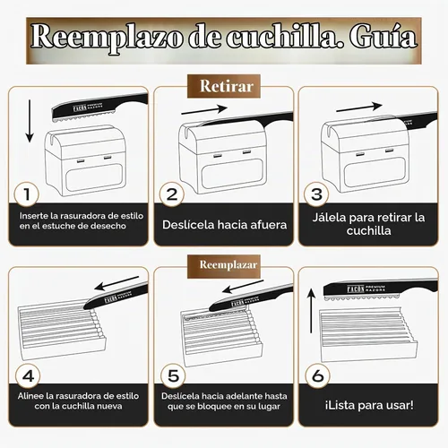 Vista 9 de Facón - Navajas para cortar el cabello - Juego profesional de navajas para peinado con 11 cuchillas de repuesto, herramienta de corte de cabello