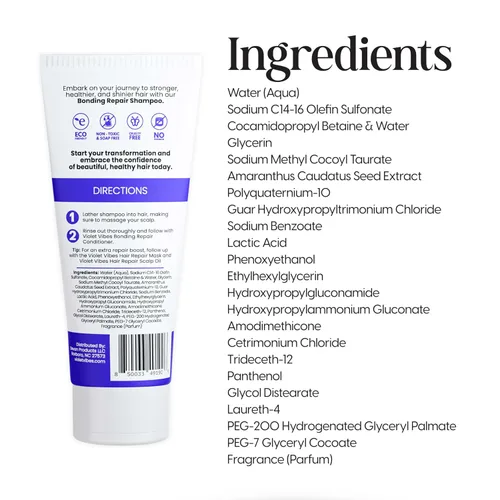Vista 9 de Violet Vibes Bonding Champú reparador del cabello Fórmula avanzada de unión para fuerza y salud diaria del cabello Restaurador y nutritivo