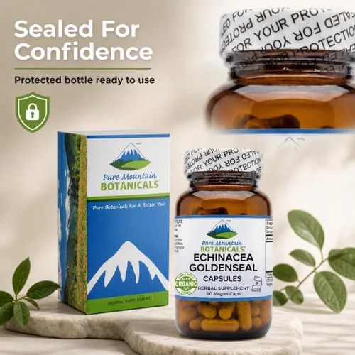 Vista 8 de Pure Mountain Botanicals Cápsulas de sello de oro de equinácea – 450 mg de complejo orgánico de raíz de equinácea y sello de oro – 90 cápsulas