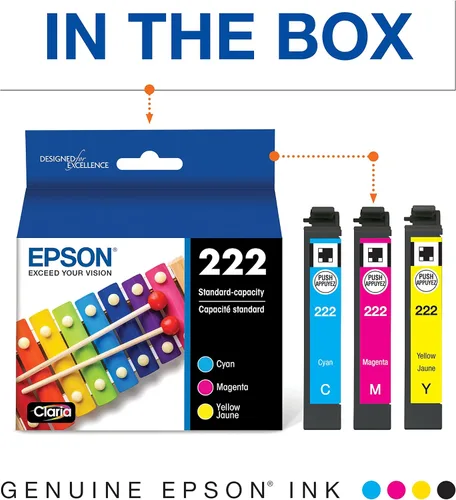 Vista 3 de Epson Cartuchos de tinta combinados de colores T222, capacidad estándar y cartucho de tinta negra T222, capacidad estándar