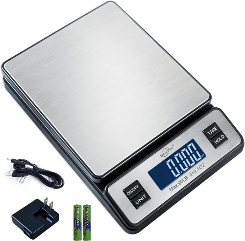 Vista 9 de W-2809 - Báscula postal digital de acero inoxidable duradera, de 90 libras x 0.1 onzas, báscula de envío con adaptador de CA, 1 paquete