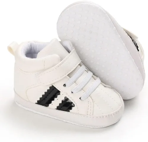 Vista 3 de Sekantrol - Zapatos para bebés recién nacidos, niños y niñas, suela de goma suave, primeros pasos, tenis de cuna, antideslizantes, deportivos