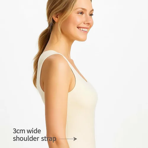 Vista 5 de Camiseta térmica sin mangas para mujer, para clima frío, ropa interior con forro polar, camisola cálida, chaleco de capa base