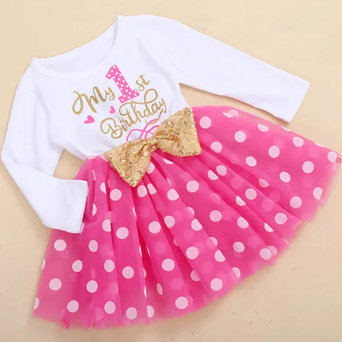 Vista 3 de ODASDO Vestidos de princesa de manga larga tutú de tul con lazo y lazo para niñas pequeñas