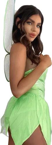 Vista 3 de Ropa de hadas para mujer disfraz de hada de Pixie brillante vestido de cosplay de Halloween con alas de mariposa trajes de lujo