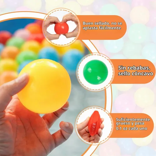 Vista 5 de Markdang 170 bolas de plástico a prueba de aplastamiento de 2.1 a 2.2 pulgadas para bebés y niños pequeños, 8 colores brillantes con bolsa