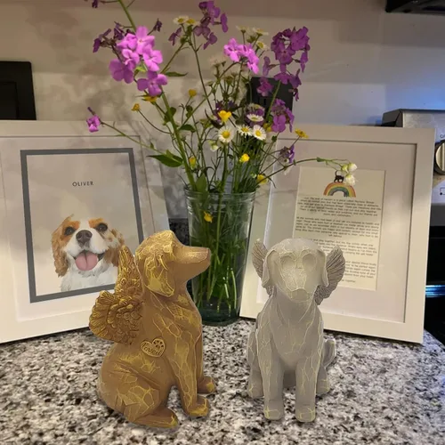Vista 3 de Figura conmemorativa de ángel para la pérdida de perro, regalo de duelo de mascotas con puente arcoíris, regalo para mamá