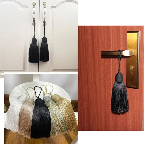 Vista 4 de 2 borlas para llaves con bucle, accesorios hechos a mano, color Negro