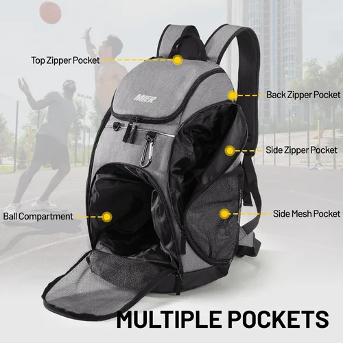 Vista 2 de [Usado] MIER Gym Backpack 40L Basketball Backpack with Ball Compartment & Shoes Storage Multi-Functional Sports Soccer Bag Large Equipment Back Pack