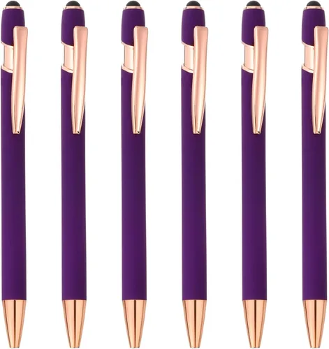 Vista 7 de PATIKIL Bolígrafo con punta de lápiz capacitivo, paquete de 6 bolígrafos de metal 2 en 1, tinta negra, punta media de 0.039 pulgadas, para pantallas