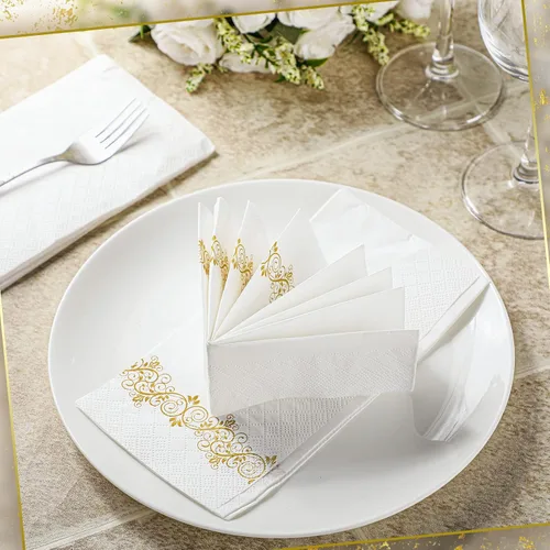 Vista 3 de Yinder Paquete de 200 toallas de mano desechables, servilletas de baño, toallas decorativas para invitados, toallas de papel suaves y absorbentes