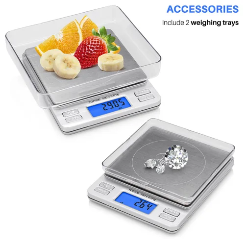Vista 2 de Báscula Digital Pro de Bolsillo Smart Weigh 500g x 0.01g – 6 Unidades: g, oz, gn, ozt, DWT, ct – Alta Precisión para Cocina, Hierbas y Joyería
