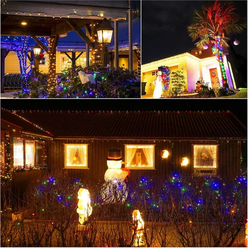Vista 7 de Luces parpadeantes multicolor con 8 modos de iluminación, luces de hadas con 100 LED de 36 pies, luces de Navidad alimentadas por USB con control