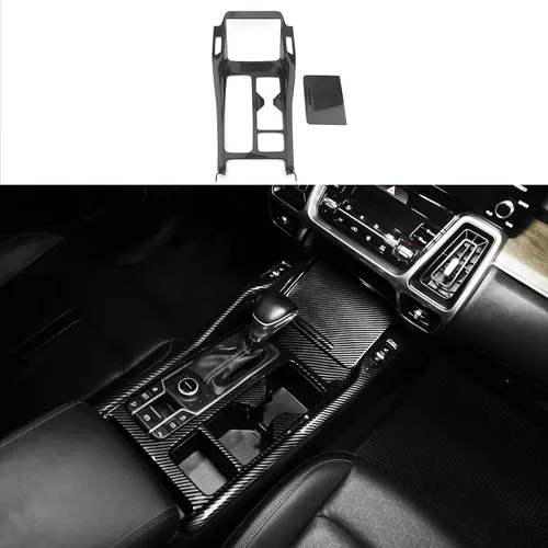 Vista 3 de YOUTOOCAR 2PCS Cubiertas de Panel de Palanca de Cambios Trim Compatibles con Kia Sorento 2021-2025 Accesorios (Patrón de Fibra de Carbono)
