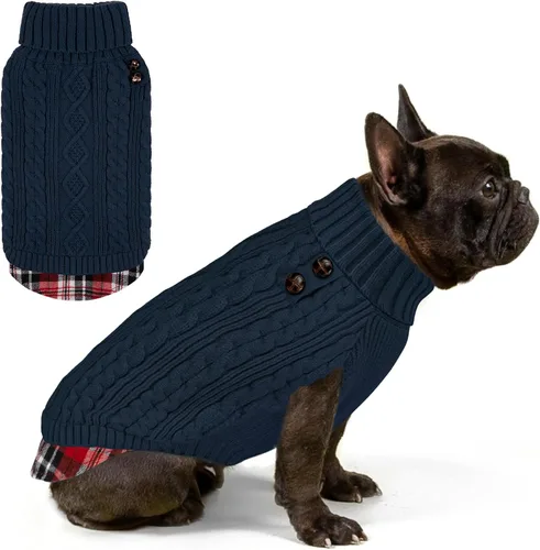 Vista 18 de KYEESE Suéter suave para perros pequeños, machos, abrigado, de cuello alto, ropa elástica de punto para gatos, abrigo cómodo para cachorros