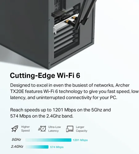 Vista 7 de TP-Link Tarjeta WiFi 6 PCIe para PC de Escritorio AX1800 (Archer TX20E), Bluetooth 5.2, WPA3, adaptador inalámbrico de doble banda 802.11ax