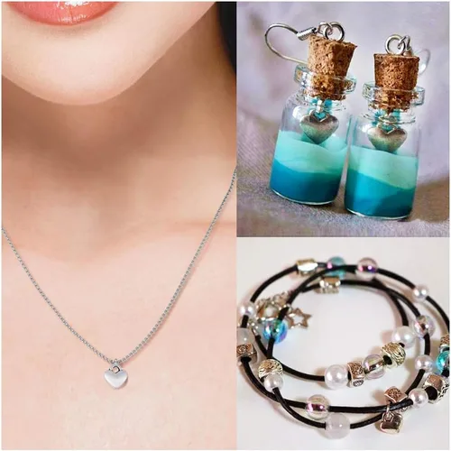 Vista 3 de Beadthoven - 100 colgantes de plata antigua con forma de corazón, estilo tibetano, cadena extensora para hacer gargantilla, collar, pulsera, aretes