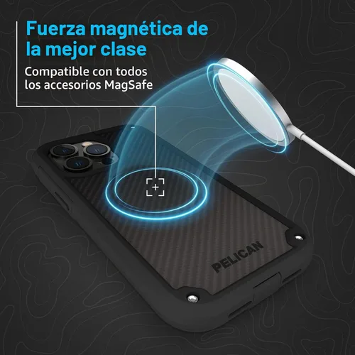 Vista 5 de Pelican Shield Kevlar Series - Funda para iPhone 14 Pro de 6.1 pulgadas [Compatible con MagSafe] Funda de carga magnética para teléfono con clip