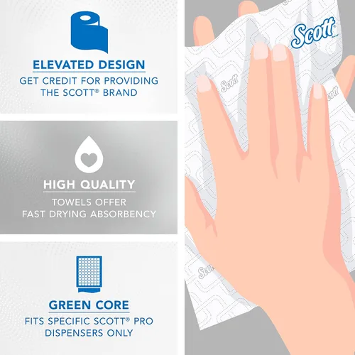 Vista 7 de Scott Professional Toallas de papel duro de alta capacidad, a granel (25700), enrolladas duras, diseño elevado, bolsillos de absorción, blanco