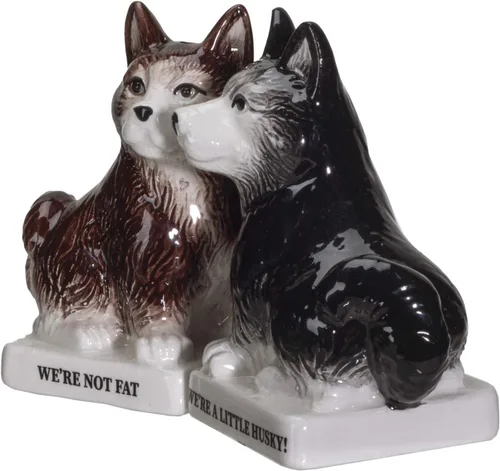 Vista 5 de Pacific Giftware were Not Fat Huskies - Juego de saleros y pimenteros de cerámica