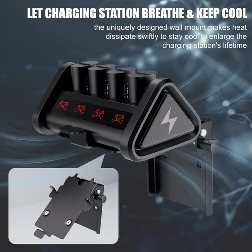 Vista 4 de FLYDOO Wall Mount Compatible with Oivo Battery Charger Station for Xbox OneXbox Series Controller Battery Pack, Steel Heavy Duty Wall Bracket, 0-90
