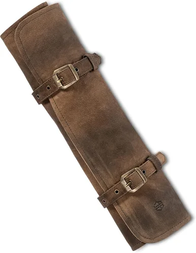 Vista 11 de Bolsa de rollo de cuchillos Cuero Genuino - Bolsa de cuchillos de chef 7 ranuras - Estuche de cuero para cuchillos Sam