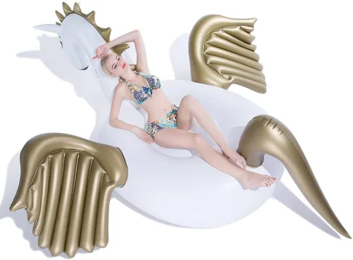 Vista 6 de Jasonwell Flotador inflable gigante de unicornio para piscina con válvulas rápidas y flotador inflable gigante de Pegaso de Jasonwell con válvulas