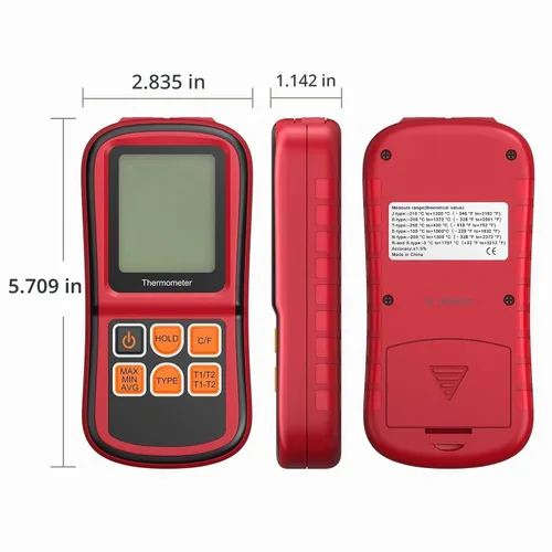 Vista 6 de KAMTOP Termómetro de termopar de doble canal, medidor de temperatura tipo K