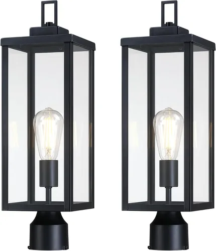 Vista 11 de GRUENLICH Outdoor Post Light Fixture, Tempered Glass, 16.5" White 1 Pack Blanco